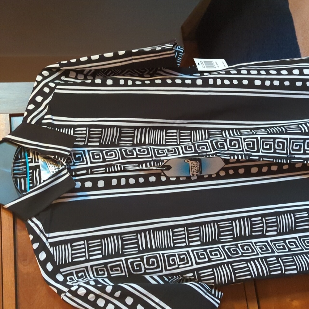 Black and White Geometric Pattern Shirt Fresh Prints Of Bel,-Air.New. M.Sale Sun